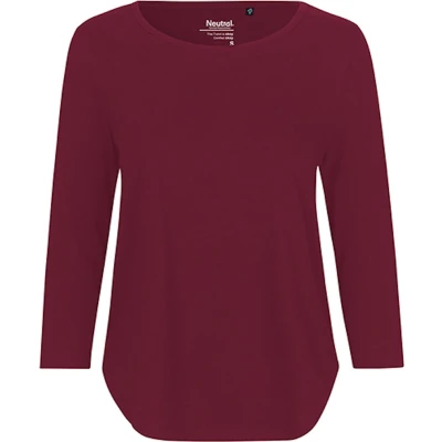 Afbeelding van Ladies&#039; Three Quarter Sleeve T Shirt met ronde hals Bordeaux XS