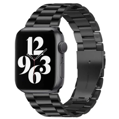 Afbeelding van Apple watch Stalen schakelband Zwart Geschikt voor 38mm / 40mm 41mm