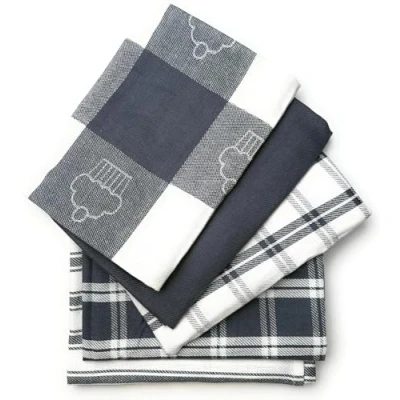 Afbeelding van LivinEase Keukendoek Set van 5 theedoeken 100% katoen duurzame en super absorberende katoenen grijze