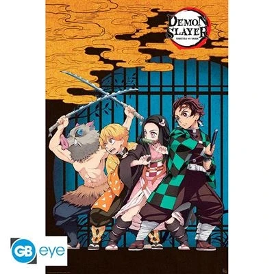 Image de Poster Demon Slayer Groupe Roulé Filmé