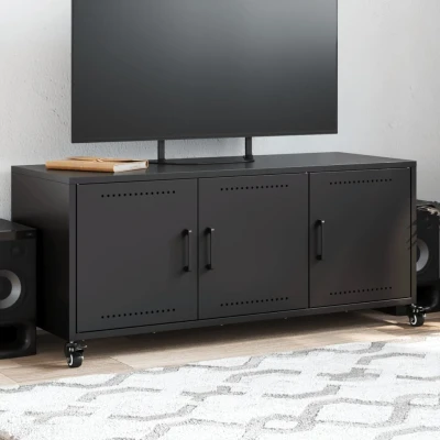 Afbeelding van Tv meubel 100,5x39x43,5 cm koudgewalst staal zwart