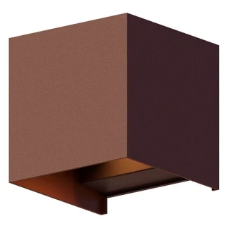 Afbeelding van Calex LED Wandlamp Bari Kubus Up &amp; Down Verstelbare Stralingshoek 7W Tuinverlichting Modern Design Warm Wit Licht Voor Binnen en Buiten Roestkleurig