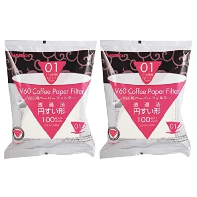 Afbeelding van Hario VCF 01 100W koffiefilter papier voor V60 Coffee Dripper, wit, 2 stuks (in totaal 200 stuks)