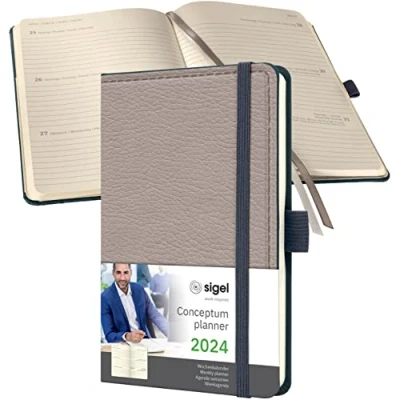 Afbeelding van Sigel agenda 2024 Conceptum A6 2 pagina&#039;s / 1 week casual beige SI C2454