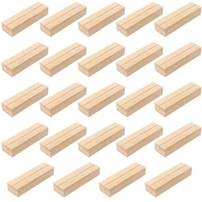 Afbeelding van FUNSUEI Pak van 24 houten kaarthouders, 10 x 3 2 cm plaatskaarthouders, kaartenstandaard, menukaarthouder, ansichtkaarthouder, fotohouder, standaard voor banketten, bruiloften, feesten, restaurants