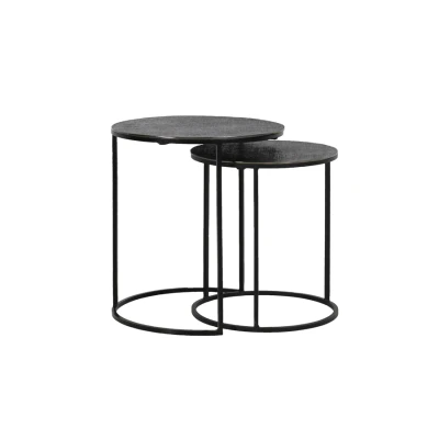 Afbeelding van Light &amp; Living Bijzettafel RENGO Ø49x52cm Zwart Set van 2