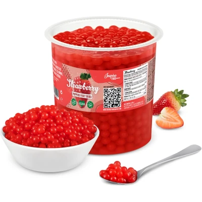 Afbeelding van Popping boba fruitparels voor Bubble tea Aardbei 3.2kg