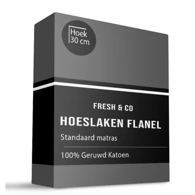 Afbeelding van Hoeslaken Flanel 160x200 cm Antraciet Wit , Taupe Grijs Fresh and Co Geschikt Voor Matrassen Tot 30 Hoog Ga naar