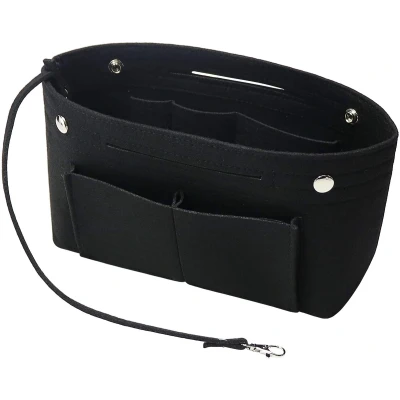 Afbeelding van Soyizom Vilten handtas, portemonnee, organizer, tas in met sleutelhanger voor Speedy Neverfull, 8 kleuren, Zwart, large