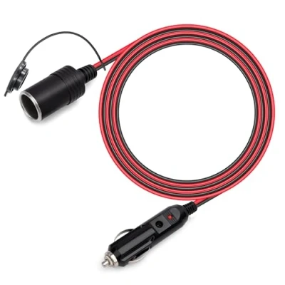 Afbeelding van GUNGY 2 m verlengkabel voor sigarettenaansteker, 16 AWG kabel, waterdicht, met 15 A zekering, 12 V/24 V stopcontact, vrachtwagen, camping, camper