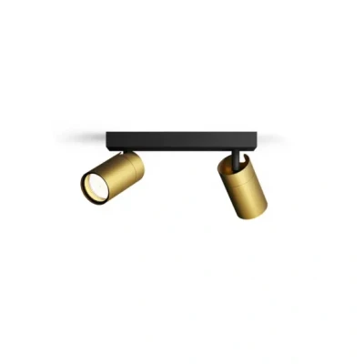 Afbeelding van Philips Idris Spot Plafondspot Spatwaterdicht IP44 5W Zwart met goud Badkamerlamp Twee lichtpunten Alleen geschikt voor LED spots