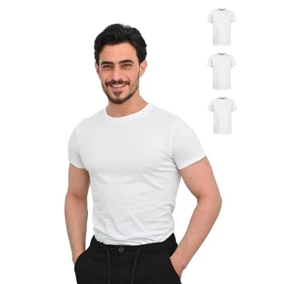 Afbeelding van SKIPPER Lot de 3 t shirts à col rond pour homme En coton Manches courtes, Blanc., S