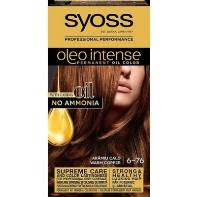 Afbeelding van Syoss Oleo Intense olieverf 6 76 warm koper niveau 3 (3 x 115 ml) permanente haarkleur met voedende olie, zonder ammoniak