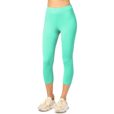 Afbeelding van Merry Style MS MS10 199 LE Dames Capri Leggings Sport Vrijetijdsbroek 3/4 Lengte Katoen Sporbroek Yogabroek Munt S