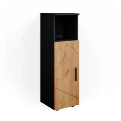 Afbeelding van Vicco Halfhoge kast Irma, Antraciet gestreept/Krachtige eik goud, 30 x 95 cm