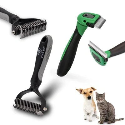 Afbeelding van FinoPet 2 stuks verschillende hondenborstels/katten, lange en korte borstelharen, haarborstel, epilator voor huisdieren, accessoires huisdieren