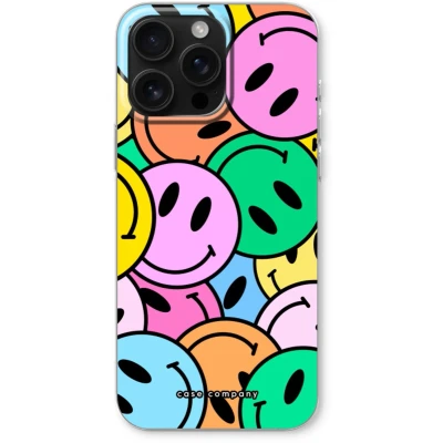 Afbeelding van Case Company® hoesje geschikt voor iPhone 16 Pro Max Smiley N1 Soft Cover Telefoonhoesje Bescherming aan alle Kanten en Schermrand
