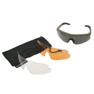 Afbeelding van Swiss Eye Raptor, bruin rubberen frame, 3 lenzen, anti condens/krasbestendige coating [10162]