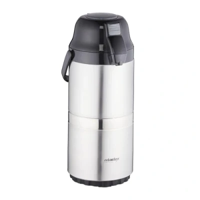 Afbeelding van Relaxdays koffiekan 3 liter pompkan rvs thermoskan isoleerkan hengsel drukknop