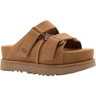 Afbeelding van UGG Goldenstar HI Slide Muiltjes met hak, Dames, Maat: 36, Chestnut Veloursleer