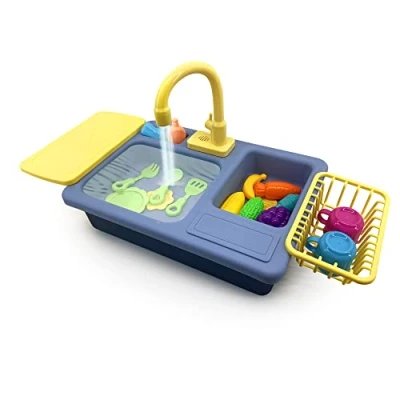 Afbeelding van CLEMENT CLEMENTINE Serviesgoed en spoelbak Imitatiespel 101190 Blauw Kunststof Huishouden Kinderen Dinette Batterijen niet inbegrepen 45 cm x 27 Vanaf 3 jaar