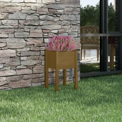 Afbeelding van Plantenbak 40x40x70 cm massief grenenhout honingbruin