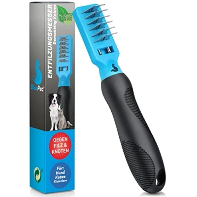 Afbeelding van BluePet Professionele ontwarrende kam voor honden en katten, haak, mes, hark honden, verwijdert knopen