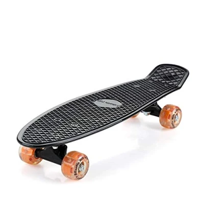 Afbeelding van Skateboard met ledverlichting Zwart &amp; Oranje 57 cm