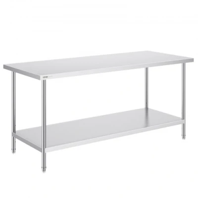 Image de VEVOR Table de Travail Inox Préparation 76,2x182,9x86,4 cm pour Cuisine