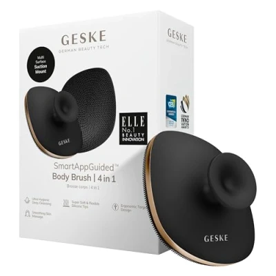 Afbeelding van GESKE Body Brush 4 in 1 design met metalen ring reinigingsborstel professionele dieptereiniging zachte siliconen borstelharen ergonomische handgreep twee vingers