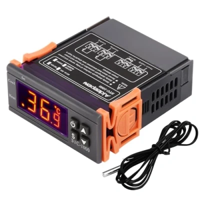 Afbeelding van Aideepen STC 1000 temperatuurregelaar, DC 12 V, 10 A, digitale thermostaat voor alle doeleinden, kalibratie, temperatuur met NTC sensorsonde fermentatieklep, verwarming en koeling