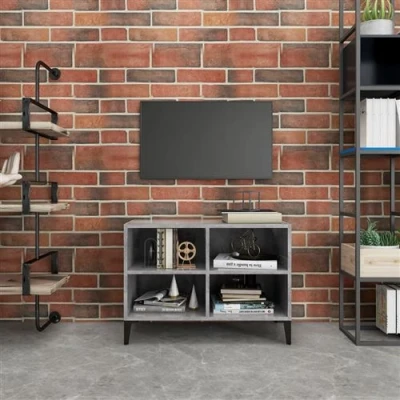Afbeelding van vidaXL Tv meubel met metalen poten 69,5x30x50 cm betongrijs