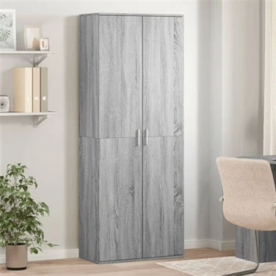 Afbeelding van vidaXL Hoge kast 70x35x180 cm bewerkt hout grijs sonoma eikenkleurig