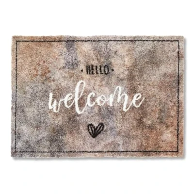 Afbeelding van ASTRA Pure &amp; Soft Hello Welcome Zachte en pluizige deurmat 50 x 70 cm keukenmat wasbaar van binnen duurzame