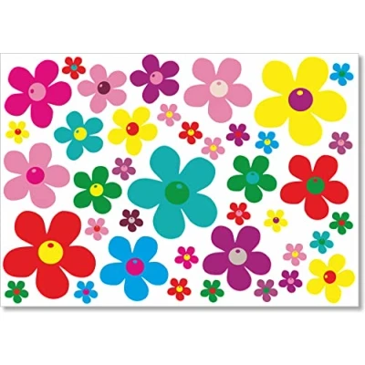 Afbeelding van beihaasnatuerlich® Set van 40 bloemenstickers voor keuken, badkamer, auto, fiets, koffer, laptop, mobiele telefoon, Bobbycar, scooter, waterdichte stickers