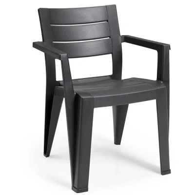 Afbeelding van Keter Julie Stapelbare Tuinstoel Graphite Grijs Tuinstoelen