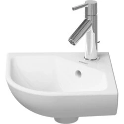 Afbeelding van Duravit ME by Starck hoekfontein 43x38cm met 1 kraangat overloop wondergliss wit