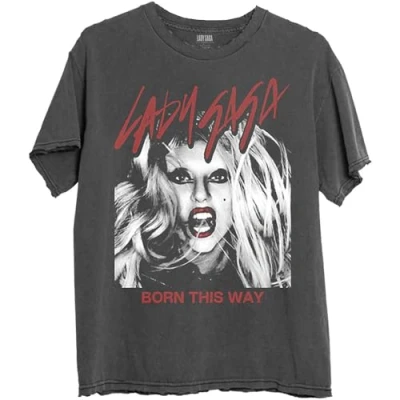 Afbeelding van Lady Gaga Born This Way Photo Heren T shirt XL Grijs