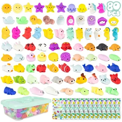 Image de Mochi Squishy Kawaii Cadeau Anniversaire Enfants Invites Pack 80 BONNYCO Cadeaux Invités Enfant, Petit Jouet Pinata, Pochette Surprise Mariage, Assortiment Jouets Goodies Élèves Mixte