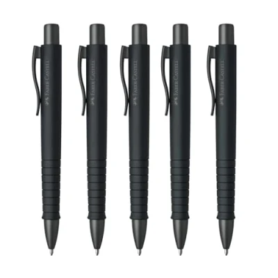 Afbeelding van Faber Castell 205255 Poly Ball Urban Stylo à bille Noir 5 pièces avec recharge XB remplaçable l&#039;épreuve du document