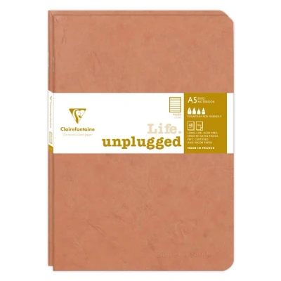 Image de Set de 2 carnets piqués Clairefontaine Age Bag A5 avec 96 pages lignées 14,8 x 21 cm Tabac