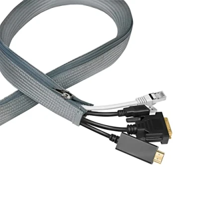Afbeelding van LogiLink KAB0071 Kabelslang met ritssluiting ter bescherming van de kabels en voor een opgeruimde look, Ø20 mm, 1 m, grijs