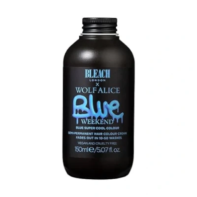 Afbeelding van BLEACH LONDON Blue Weekend Semi permanente haarverf True Blue, veganistisch, dierproefvrij, tijdelijke levendige kleurstof, 150 ml