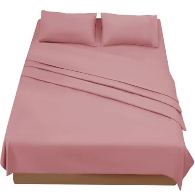 Afbeelding van Poligino Beddengoed, 180 x 190 200 cm, 4 delig, microvezel, hoeslaken, bedlaken voor tweepersoonsbed, 260 280 2 kussenslopen 50 80 donkerroze