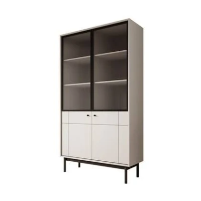 Afbeelding van Meubella Vitrinekast Jules 1 Beige 104 cm
