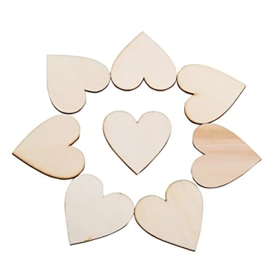 Afbeelding van Blanco hartvormige houten decoratie voor bruiloft, borden, knutselen, kaarten maken of (40 mm)