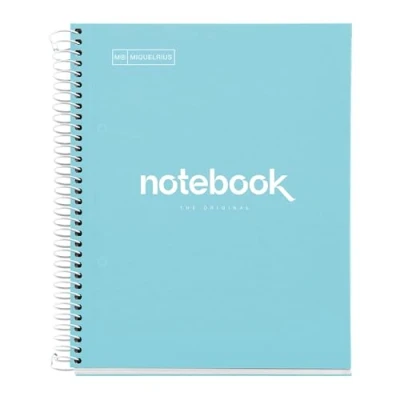Afbeelding van Miquelrius Emotions notitieboek, 1 kleurband, A5, 80 vellen geruit 5 mm, 90 g/m² papier, 2 boren, hardkartonnen omslag, hemelsblauw