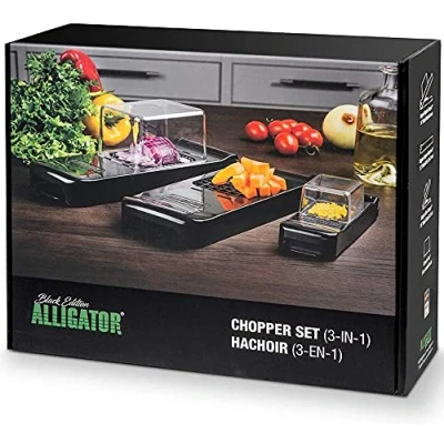 Afbeelding van Alligator Chopper set met opvangbak 3 in 1 3x3 mm, 6x6 mm en 12x12 BLACK EDITION