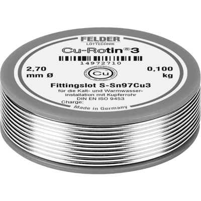 Afbeelding van Felder Cu Rotin® 3 Soldeertin, loodvrij Spoel Sn97Cu3 0.100 kg 2.7 mm
