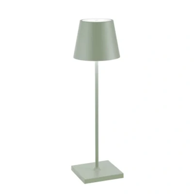 Image de Zafferano, Poldina Pro, Lampe de Table Rechargeable et Sans Fil avec Contrôle Tactile, Utilisable également comme d&#039;Extérieur, Dimmer 2200 3000 K, Hauteur 38 cm, Couleur Sauge